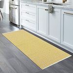 MDZ® Hand Woven 100% Cotton Diamond Rug, Bed Side Runner for Bedroom, Living Room, Kitchen, Entrance, Passage, Style: Modern, Size: 2x5 Feet | Organic | Eco Friendly | Machine Washable (Yellow)