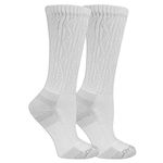 Dr. Scholl's Women's Advanced Relief 2-Pair Crew Socks Casual, White/Gray, Shoe Size: 2-8 UK (Pack of 2)