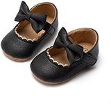 YWY Baby Girls Shoes Princess Bowknot Non-Slip Mary Jane Shoes First Walkers Shoes 6-12 Months Black