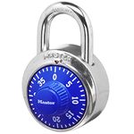 Master Lock Padlock, Standard Dial Combination Lock, 1-7/8 in. Wide, Blue, 1506D