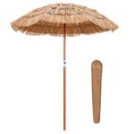HOMFME 1.8M Hawaiian Parasol, Outdoor Folding Tilting Umbrella with 8 Ribs & Carry Bag, Easy Set-up Tropical Tiki Hut Sunshade for Poolside Garden Patio Beach