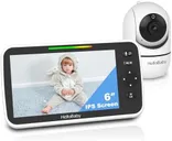 HelloBaby 6'' World First IPS 30H Battery Split-Screen Video Baby Monitor with Camera and Audio, No WiFi, Pan-Tilt-Zoom, VOX, 2-Way Talk, Night Vision, 8 Lullabies, 1000ft, for New Parents/Elderly