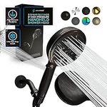 SparkPod 5 Inch 9 Function Shower Head - Handheld High Pressure Jet with On/Off Switch, Pause & Waterfall Setting- Premium ABS Removable Handheld Shower Head with Hose (Oil Rubbed Bronze)