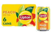 Lipton​ Peach Ice Tea Can 300 ml​ (Pack of 6), low calorie​ soft drink​, 100% black tea extract​