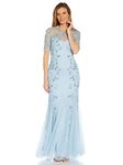 Adrianna Papell Women's Beaded Gown with Godets Mother of The Bride Dress, Elegant Sky, 10