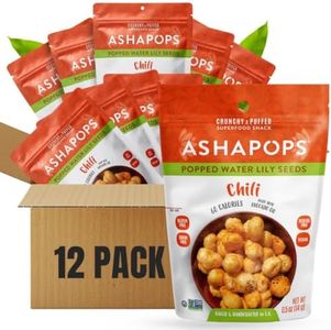 AshaPops Popped Water Lily Seeds, Chili, .5 oz Bags, Pack of 12