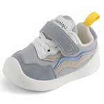 LACOFIA Baby Girls Shoes First Walkers Toddler Sneakers with Anti-Slip Rubber Sole Gray 6