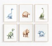 Dinosaur Watercolor Wall Art Decor Dino Boys Room Canvas Wall Art Nursery Kids Prints Toddler Dinosaur Poster Boys Kids Artwork Dinosaur Nursery Pictures for Boys Room 8x10 Inch Unframed Set of 6