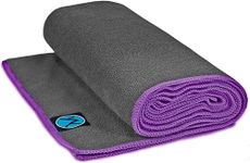 Youphoria Hot Yoga Towel - Non-Slip Yoga Mat Towel - Perfect Microfiber Towel for Yoga and Pilates (Gray/Purple, 24 x 72)