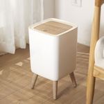 U2PICK Mini Trash Bin with Lid, 10 Liter Garbage Bin, Modern Waste Bin with Legs, Plastic Trash Can Suitable for Kitchen, Bathroom, Bedroom, Living Room, Office, Outdoor, Dog Proof Trash Bin，Square