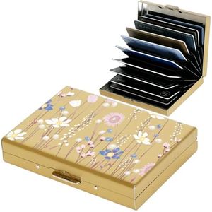 BONSYL® Credit Card Holder Wallet Pro Max Upgraded | 10 Card Slots | RFID Blocking Metal Wallet for Men & Women | Ultra-Slim Design | Easily Removable Money & Cards (10 Card/Gold/Flower)
