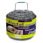 Jindal Barbed Wire for Fencing Wire 2 MM Thickness 14 Gauge Alloy Steel Wire with Hook Approx. Length 300 Meters (1000 FEET Length)