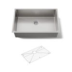 KOHLER 5409-NA 29 x 18-5/16-Inch Undermount Medium SingleBowl Kitchen Sink with Basin Rack, Stainless Steel, 9.31 x 18.31 x 29.00 inches