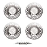 (Set of 4) Stainless Steel Kitchen Sink Strainer Plug, Standard Strainer Drain Filter Protector for Bathroom/Kitchen, Hair Catcher Basket Strainer Waste Plug for Bathtub/Shower 3 inches 7.5cm