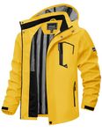 TACVASEN Men's Lightweight Rain Jacket with Hood Winter Jacket for Men Yellow Windbreaker Jacket Waterproof Shell Jacket Outwear Windproof Coat,M