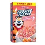 Kellogg's Frosted Flakes Cold Breakfast Cereal, 8 Vitamins and Minerals, Kids Snacks, Family Size, Strawberry Milkshake, 23oz Box (1 Box)