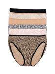 Felina Cotton Modal Hi Cut Panties C1818 - Sexy Lingerie Panties for Women - Underwear Women (6-pack), Animal Neutrals, XL