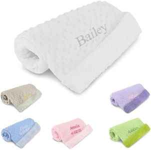 Personalized Passion Personalized Baby Blanket for Girl Swaddle Blanket with Baby’s Name & Date - Great Shower Gift - Plush and Soft Newborn Name Blanket - Cozy, White Color - 30/34”