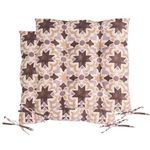 OHS 2 Pack Seat Pads Garden Chair Cushions Tile Print, Soft Comfy Indoor Outdoor Seat Cushions with Ties for Garden Furniture Bistro Chairs Kitchen Dining Chair Cushions, Natural - 40 x 40cm