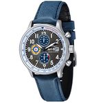 AVI-8 Pilot Hawker Hurricane Men's Blue Japanese Quartz 42mm Watch with Leather Strap AV-4011-0F