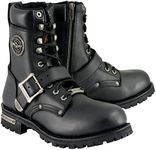 Milwaukee Leather Men's Black Leather Lace-Up Engineer Motorcycle Boots w/Buckles and Side Zipper MBM101-13