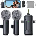 Wireless Mini Lavalier Microphone for iPhone - 3 in 1 Bluetooth Microphone with Noise Reduction, Plug & Play Lapel Mic for iPad Android, 360°Clip Mic for Video Recording Vlog YouTube TikTok Podcast