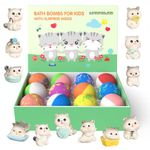 Bath Bombs, 12 XL Bath Bombs for Kids with Toys Inside, Organic Handmade Bubble Bath Fizzies with Cat Kitten Toys, Kids Bath Bombs for Boys Girls Toddlers Gift Set