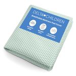 Delta Children Breathable Crib Mattress Pad Cover - 100% Breathable Mattress Pad Cover for Cribs - Elastic Edges for Secure, Universal Fit - Machine Washable - 1 Pack, Green