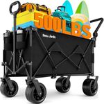 BEAU JARDIN Folding Wagon Festival Trolley on Wheels Camping Trolley Beach Wagon Cart 500 LBS All Terrain Utility Beach Folding Wide Wheels Collapsible Cart Outdoor Garden Black
