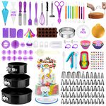 Cake Decorating Supplies Kit 407pcs, Baking Tools Set for Cakes – 3 Packs Springform Cake Pans Cake Rotating Turntable 48 Numbered Piping Icing Tips 4 Russian Nozzles 8 Fondant Tools for Beginners
