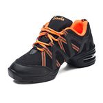 Skazz by Sansha Women's Dance Studio Exercise Sneakers Mesh H122m (US 5.5 / Skazz 05 M), Black/Orange, 4.5