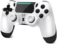 Effdrdfs Wireless Controller, Upgraded Controller Wireless for PS-4/Slim/PC, Bluetooth Gamepad Joystick with Dual Vibration/Touch Panel/ 3.5mm Audio Jack/Six-Axis/Ergonomic(White)