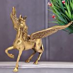 ARTVARKO Brass Flying Horse Angel Pegasus Animal Feng Shui Decorative Home Office Showpiece Gold Color 6 Inch.