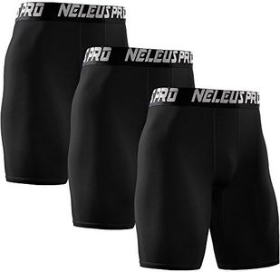 NELEUS Men's 3 Pack Performance Compression Shorts, 6028# 3 Pack: Black, Medium