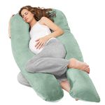 Nuliie Pregnancy Pillow for Sleeping, U Shaped Full Body Pillow Pregnancy Pillows, Maternity Pillow Support for Back, Hips, Legs for Pregnant Women, With Washable Velvet Cover (Green)