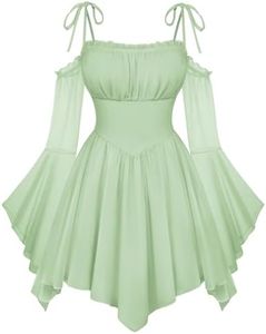 Womens Renaissance Fairy Dress A Line Boho Corset Dress Light Green S