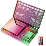 THINKSCALE Shiny Digital Gram Scale, 300g x 0.01g Iridescent Pocket Scale Rainbow Chrome Plating, 6 Units Small Scale .01 Gram Accuracy, Tare Function for Food, Jewelry, Herb, Powder, Coins, Travel