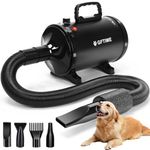 GFTIME Pet Dryer, 5.2HP/3800W High Velocity Blow Dryer with 4 Nozzles, Adjustable Speed & Temperature for Pet Grooming, Fast & Quiet Dog Hair Dryer for Home Use