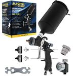 Master Elite High Performance PRO-33 Series HVLP Spray Gun Ultimate Kit - 3 Fluid Tip Sets 1.3, 1.4 & 1.8mm and Air Pressure Regulator Gauge, MPS Cup Adapter - Automotive Basecoat, Clearcoat Primer