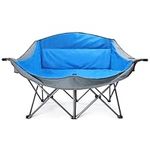 Neloheac Oversized Double Camping Chair Loveseat for Adults Heavy Duty, Extra Wide Folding Chair for 2 Persons Support 240 kg for Outdoor Travel Picnic Beach Patio, Blue