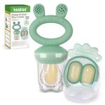 Haakaa Baby Fruit Food Feeder & Mini Freezer Nibble Tray Combo, Breastmilk Popsicle Molds for Baby Cooling Relief, BPA Free Silicone Feeder for Safe Infant Self Feeding, 4 Month+ (Pea Green)