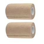 A-TAPE Cohesive Crepe Bandage Beige (Pack of 2) Elastic Self Adhesive (10 cm X 4.5 mtr)