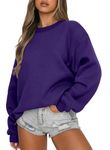 onlypuff Oversized Sweatshirts for Women Hoodies Pullover Comfy Sweaters Clothes Fall Crewneck Winter Fashion Deep Purple