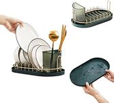 HAFUU Small Dish Drainers for Inside Sink, in Sink Mini Dish Drying Rack with Drainboard for Kitchen Counter