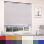 Straight Edge Dim-Out Roller Blind - Easy Fit Home Office - 210cm Width x 160cm Width Drop - Light Grey