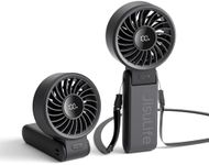 JISULIFE Handheld Fan Life7,2024 Powerful Portable Fan with LED Display,19.5Hrs Max Cooling,5000mAh,150°Folded,5 Speeds,Lanyard; 3-IN-1 Hand/Desk/Neck Fan,Travel Essentials Gifts for Women/Men(Black)…