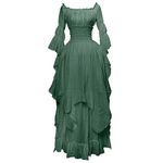 AMhomely Pirate Peasant Dress for Women Renaissance Costume Irish Long Dresses Steampunk Gothic Maxi Dress Ruffle Layered Victorian Dress Chemise Medieval Dress for Lady