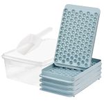 Ice Cube Tray with Lid and Bin,4 Pack Mini Ice Maker Tray for Freezer, 104 x 4 0.5 in Small Ice Ball Mold with Tong & Ice Scoop, Tiny Crushed Ice Tray for Chilling Drinks Coffee Juice Cocktail - Blue