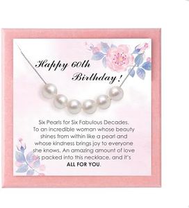 JoyMade 60th Birthday Silver Pearl Necklace for Women – Perfect Birthday, Valentine's Day, Romantic Gifts and Mother's Day Gift for Girlfriend, Wife, Mom, and Friends