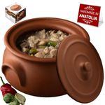 Hakan Handmade Clay Pot with Lid, Natural Unglazed Earthen Cookware, Terracotta Pot, Casserole Dish, Rice Cooking, Clay Pot, Terracotta Pan, Korean, Indian, Mexican Dish, Small, 2.6 Quarts (2.5 L)